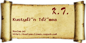 Kustyán Tímea névjegykártya